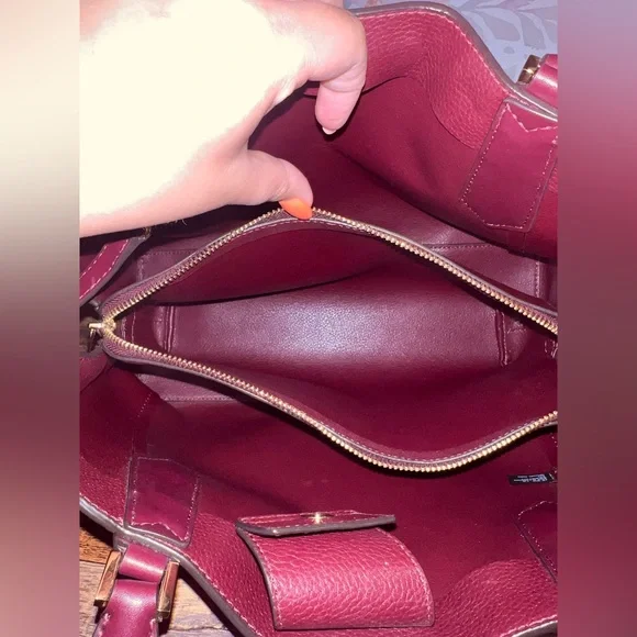 Michael Kors Red and Brown Shoulder Bag with Monogram Print EUC - Picture 6 of 6